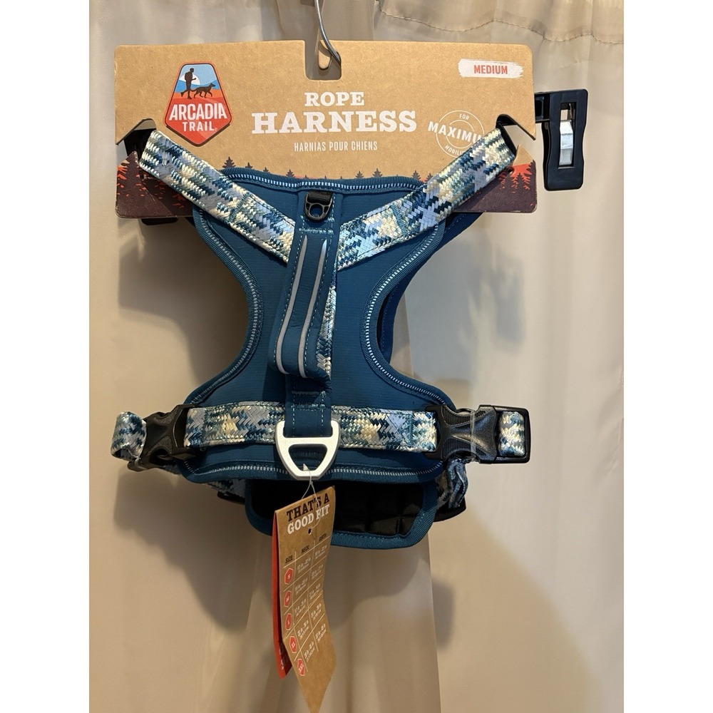 Arcadia Trail Quick-Dry Reflective Padded Dog Harness Sz M Blue